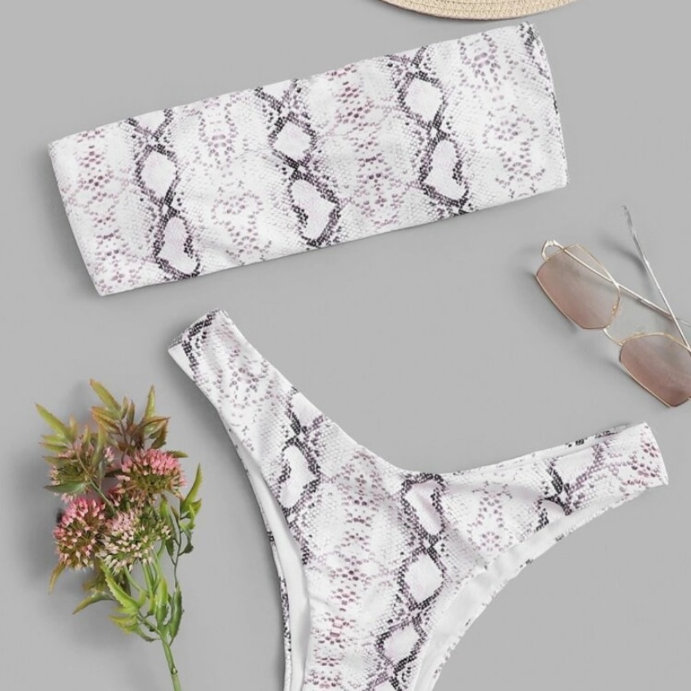 New bandeau snakeskin bikini top